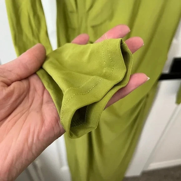 🔥NEW🔥 Green Fashion Nova Long Sleeve Ruched Maxi Dress - L - Picture 9 of 10